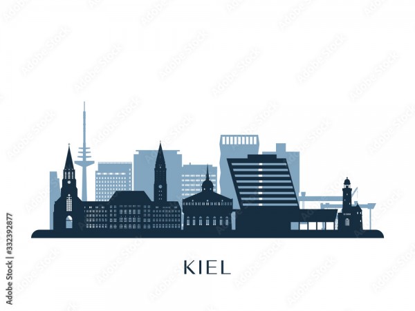 Wunschmotiv: Kiel skyline, monochrome silhouette. Vector illustration. #332392877