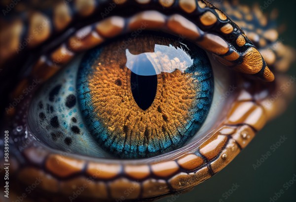 Wunschmotiv: Extreme close up of an reptile eye. AI generated illustration #585899008