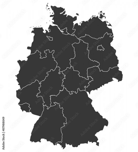 Wunschmotiv: Deutschland Karte und Bundesländer Landkarte Europa #87988049
