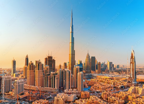 Wunschmotiv: DUBAI ,UNITED ARAB EMIRATES-FEBRUARY 18, 2017: Beautiful Dubai downtown at the sunset,D