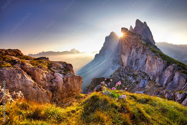 Wunschmotiv: Amazing view on Seceda peak. Trentino Alto Adige, Dolomites Alps, South Tyrol, Italy, E